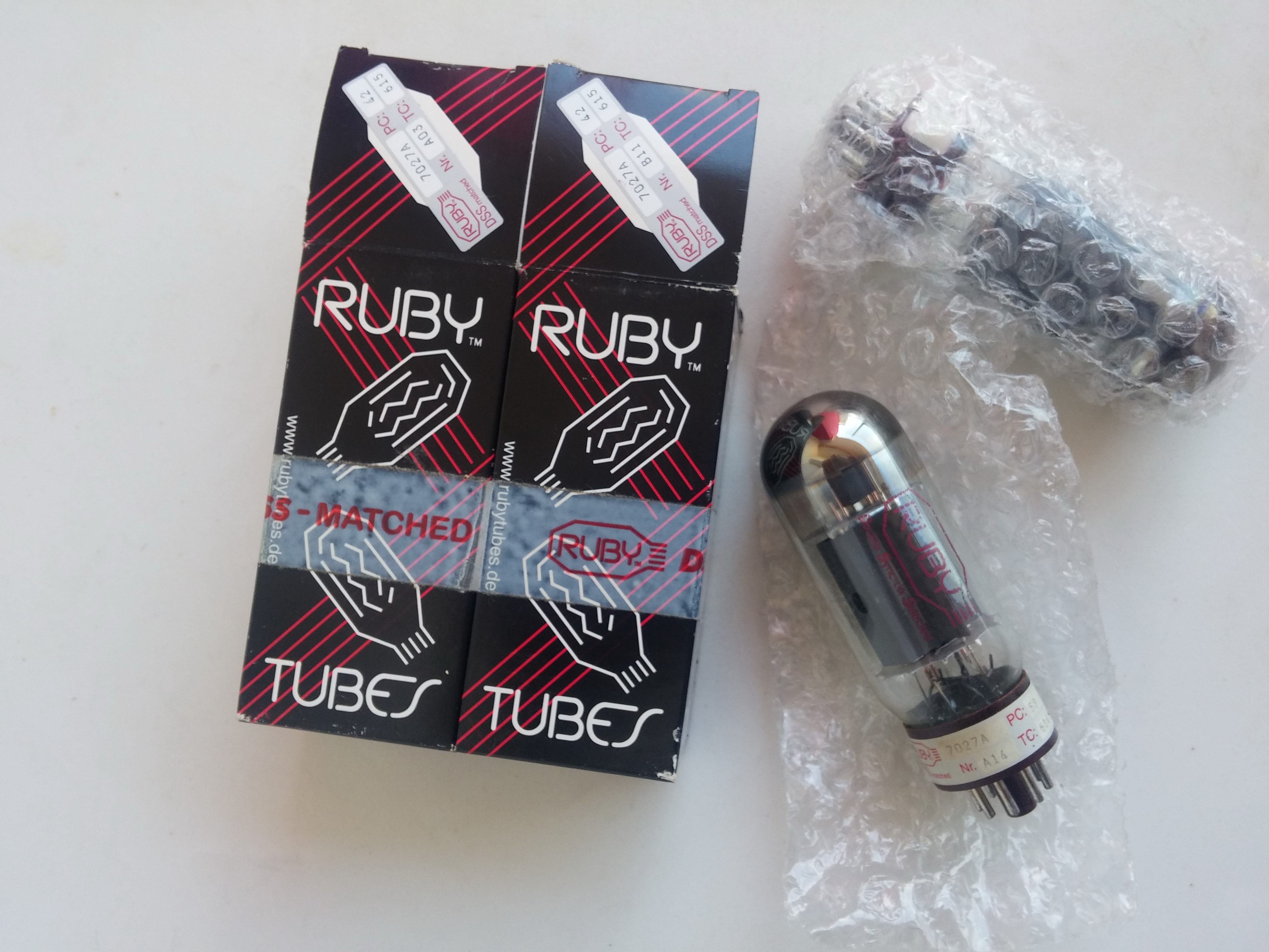 2 x tubes rares, 7027A RUBY appairés, neufs