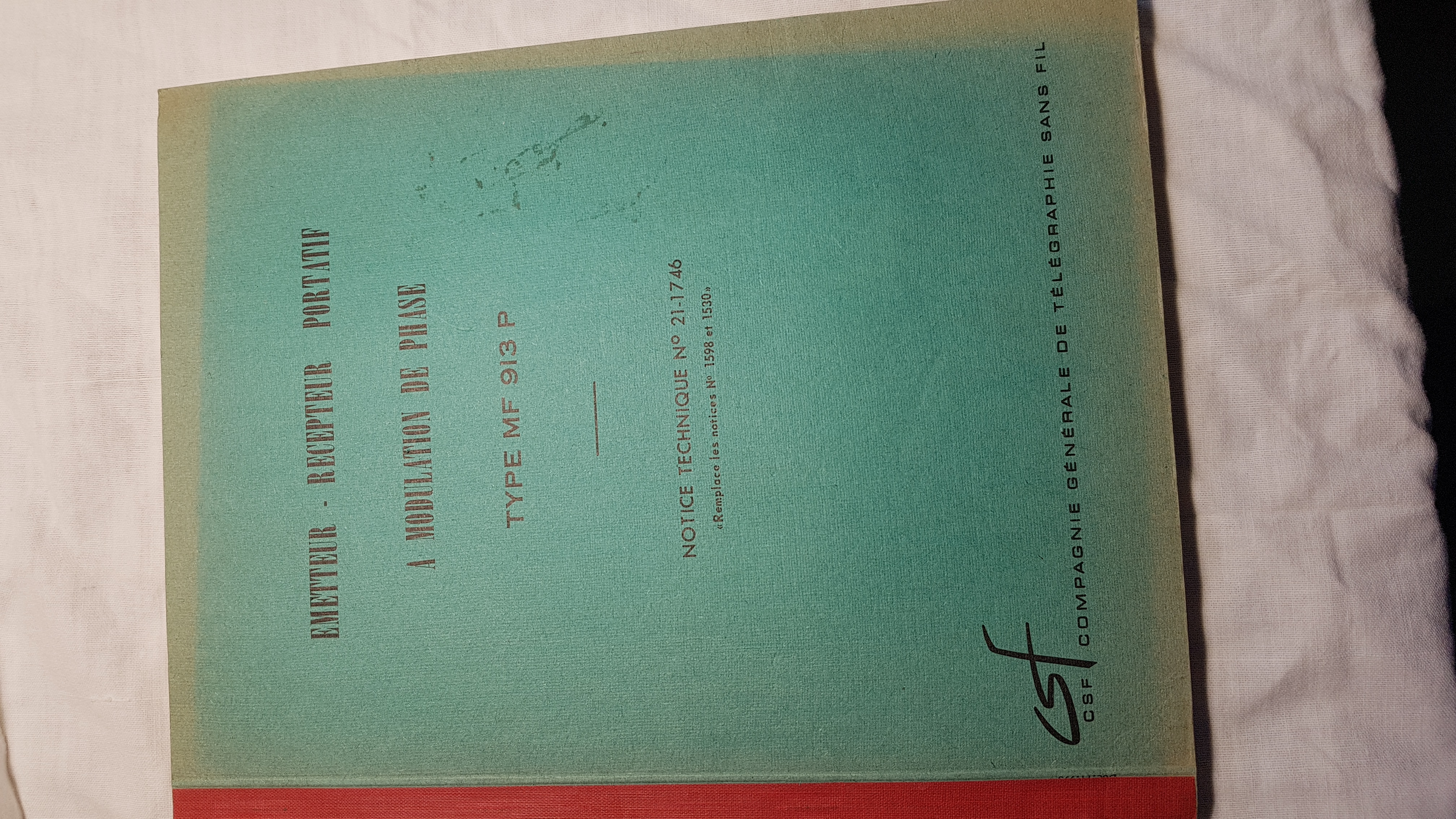 Notice émetteur récepteur radio (pompiers) Thomson CSF MF 913 P