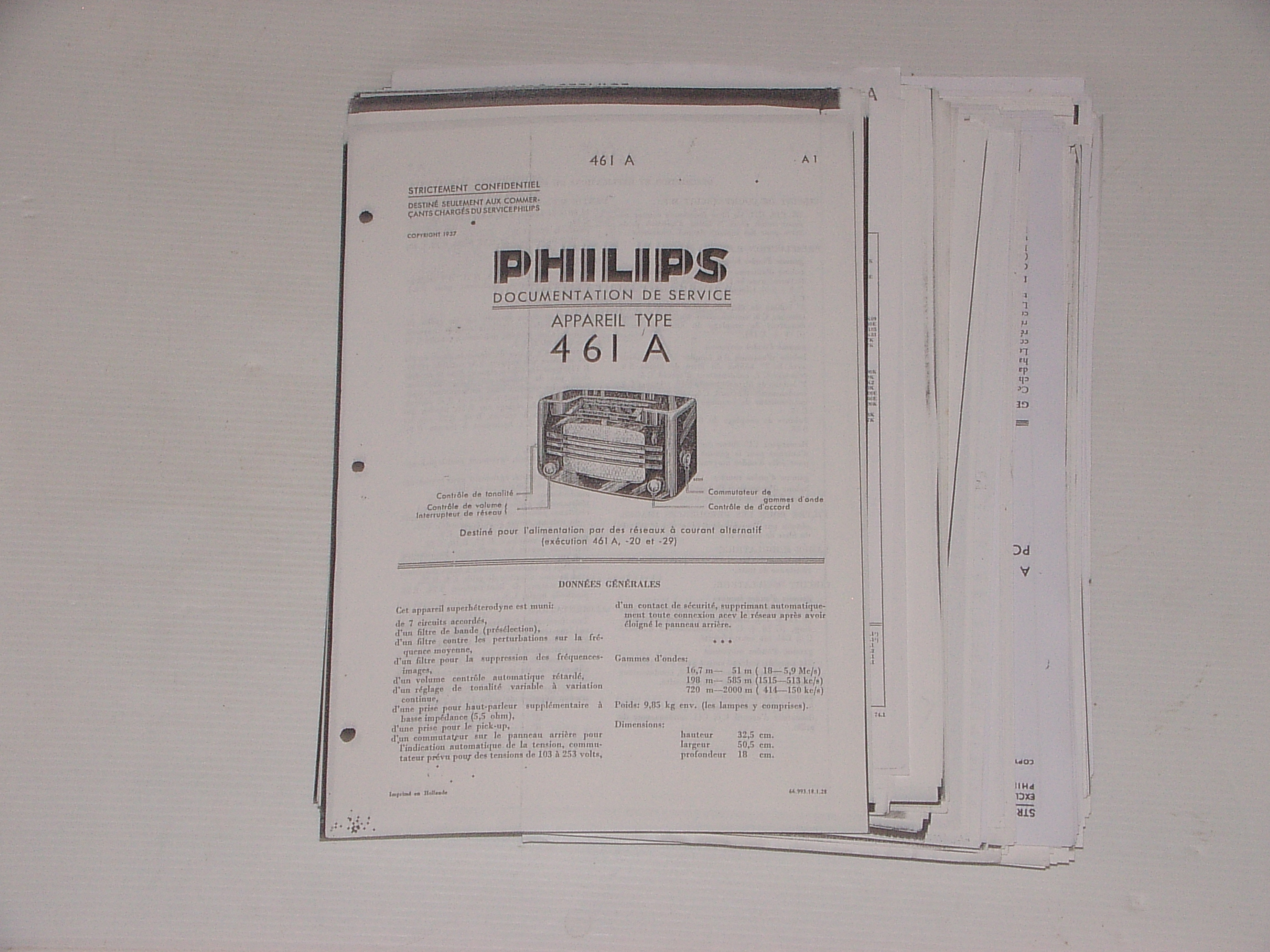211 Schémas docs en photocopies de TSF Philips